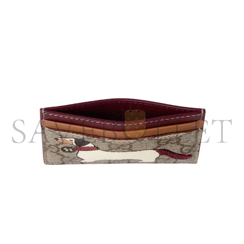 GUCCI BI-COLOR GG CARD CASE WITH DOG DETAIL 818769 (10*7cm)